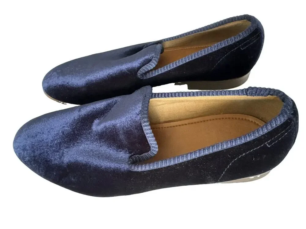 Aldo Mens Blue Velvet Slippers Smoking Shoes Size 12 Slip On Loafers